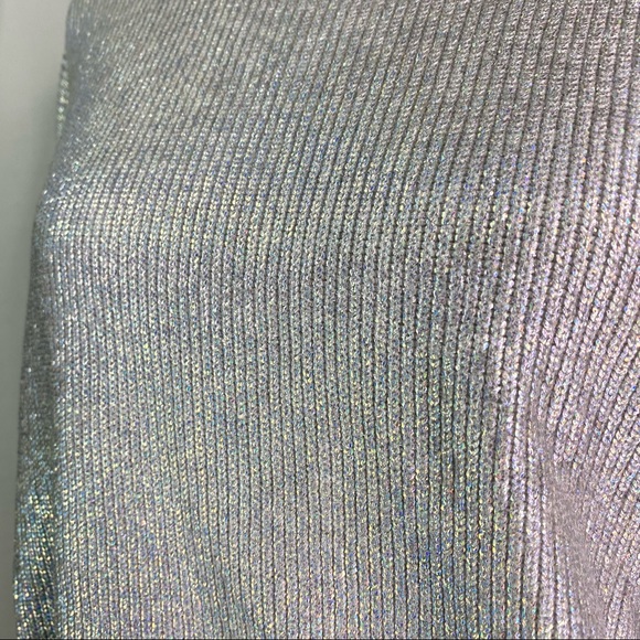BCBGMaxazria Womens Silver Holographic Sweater XS - Picture 4 of 10